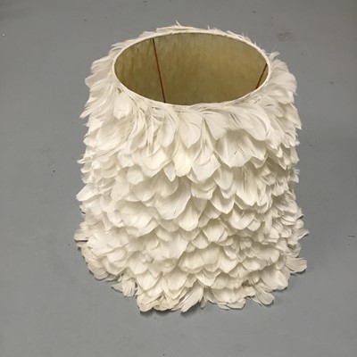 Lot 204 - Single tapered lamp shade covered in white goose feathers, 36cm high