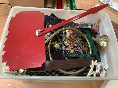 Lot 2778 - Eight boxes of assorted Christmas decorations, craft materials, ornaments and other items (8).