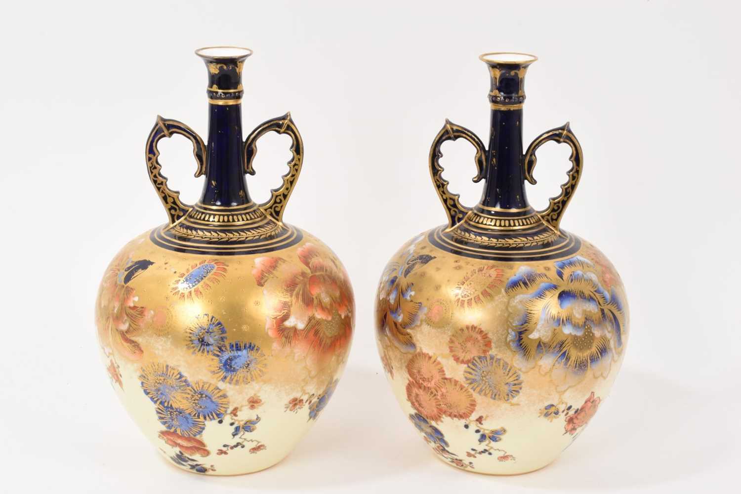 Lot 67 - Pair of late Victorian Royal Crown Derby vases