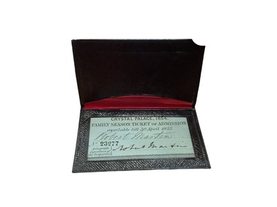 Lot 1494 - 1854 Crystal Palace family admission card in original leather wallet