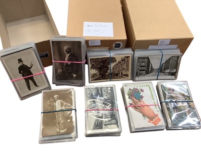 Lot 1501 - Postcards in three shoeboxes including GB topography, real photographic, greetings, social history etc.