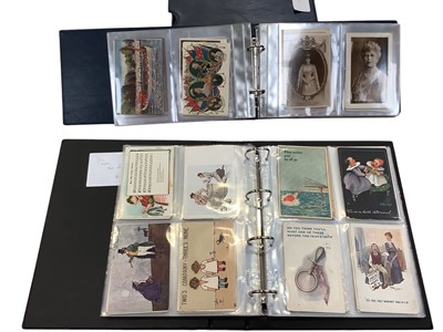 Lot 1503 - Postcards in album comic cards including Tom Brown, Lance Thackeray, Pinkis, seaside humour, children's cards and an album of Royalty.