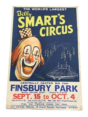 Lot 1504 - Circus poster Billy Smart Circus c1960's.