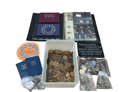 Lot 551 - World - Mixed coins & banknotes G.B. George III 'Cartwheel' Two Pence F, Victoria YH Three Half Pence 1838 GVF, George VI Six Pence 1952 GF, pre 1920 & 1947 silver & other issues (Qt...