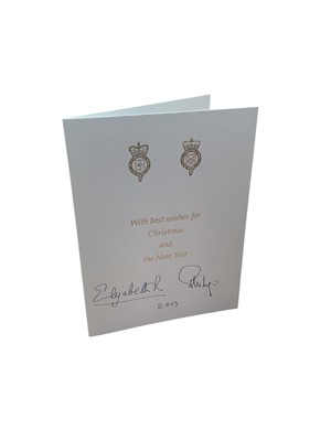 Lot 1508 - Royalty signed (auto pen) Elizabeth R & Philip Christmas card 2013.