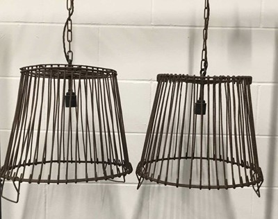 Lot 167 - Two Mussel Basket hanging lights, height 34cm x top diameter 30cm x base 42cm, with 9.5cm ceiling fixing (2)