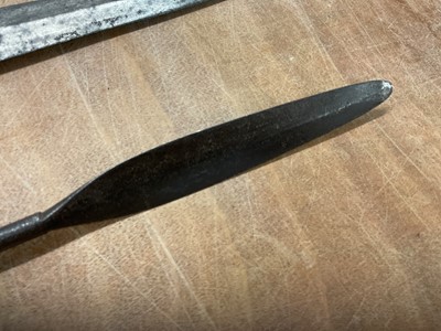 Lot 959 - Two antique African spears, together with an old African Lion spear tip. (3)