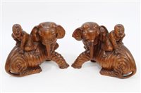 Lot 1000 - Pair of Chinese carved hardwood models of...