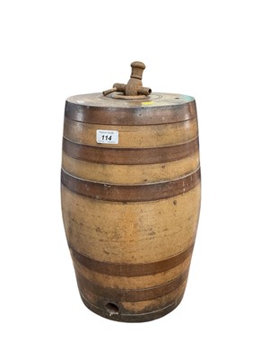 Lot 11 - Antique Lambeth barrel with tap