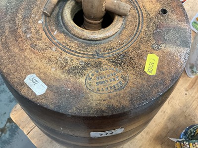 Lot 11 - Antique Lambeth barrel with tap