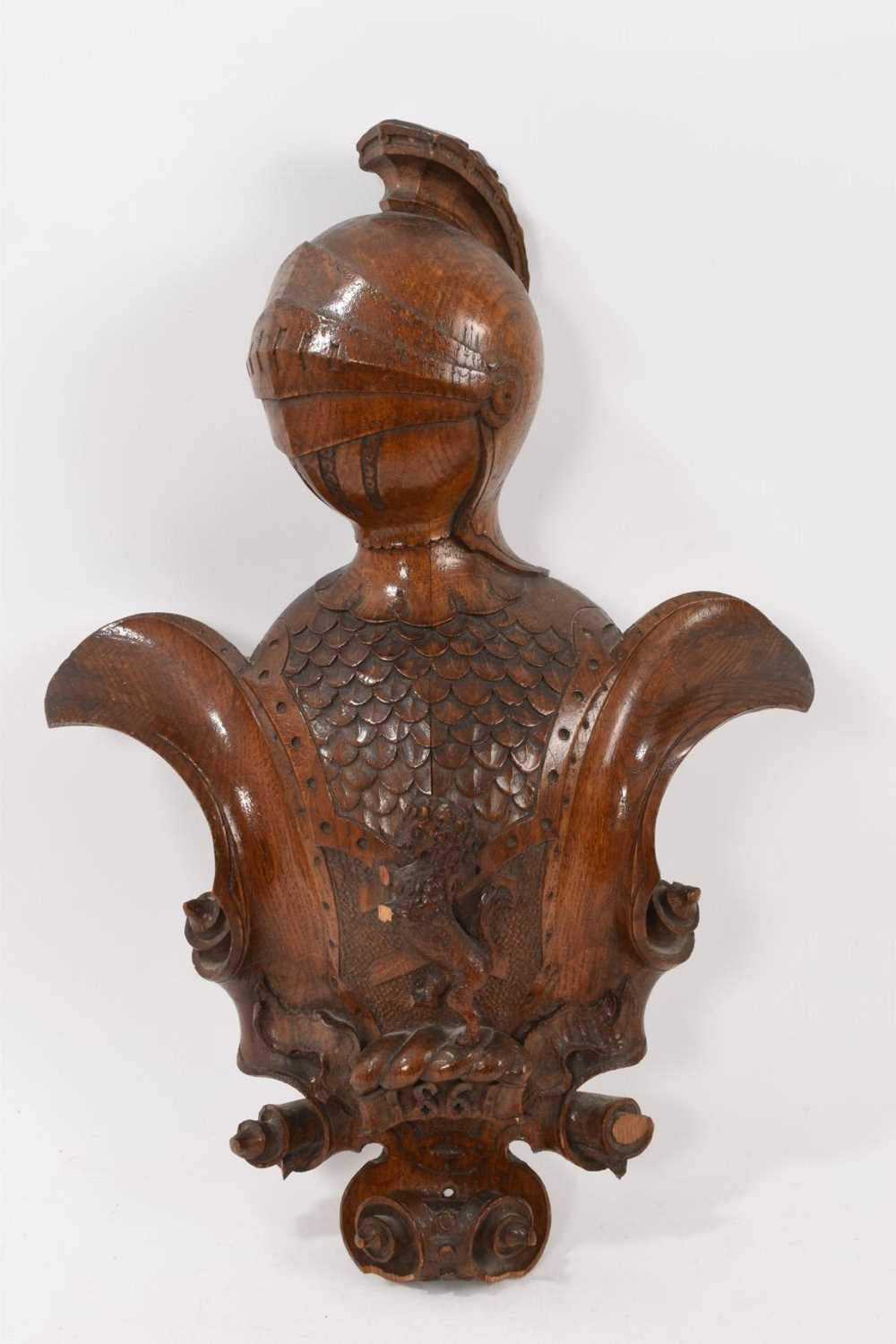 Lot 1025 - 19th century oak carved heraldic figure of