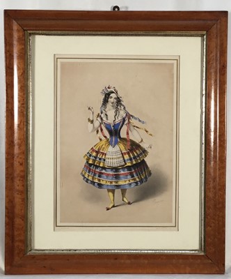 Lot 84 - John Brandard (1812-1863) hand-coloured lithograph of A Ballet Dancer, published M and N Hanhart, 33cm x 23cm, in maple frame