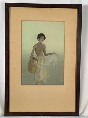 Lot 81 - Indian watercolour of a boy, signed lower right, 29cm x 19.5cm, in glazed frame