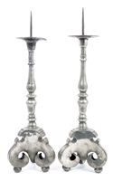 Lot 1003 - Rare pair of 17th century Swiss pewter pricket...