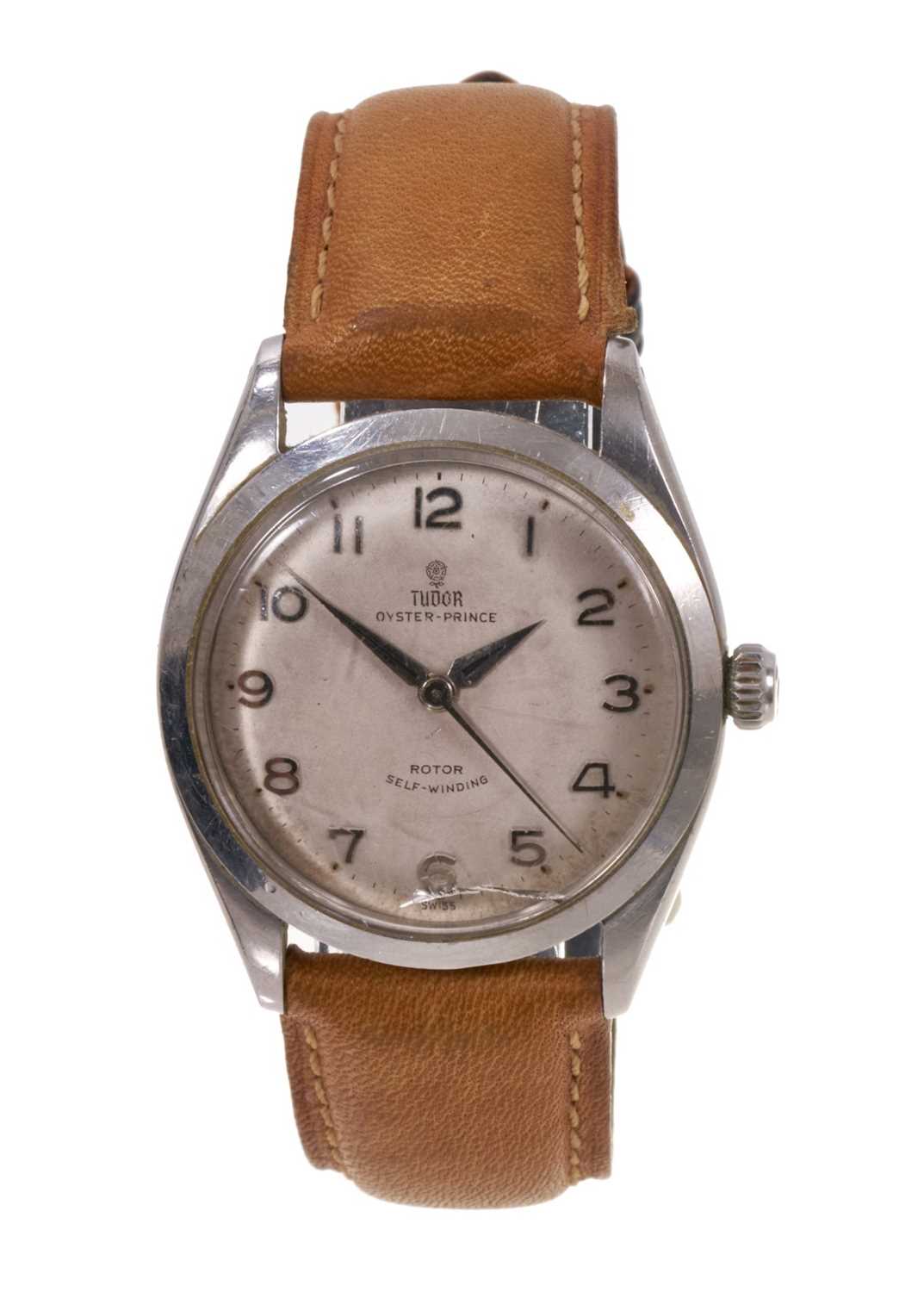 Lot 706 - 1960s Tudor Oyster Prince stainless steel wristwatch on tan leather strap