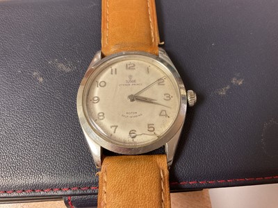 Lot 706 - 1960s Tudor Oyster Prince stainless steel wristwatch on tan leather strap
