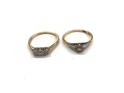 Lot 1071 - Two 18ct gold diamond rings in platinum settings