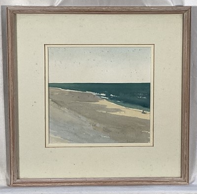 Lot 18 - Sarah Butterfield (b. 1953) watercolour of beach at Cape Cod, signed in pencil, 21cm x 22cm, in glazed frame