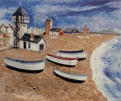 Lot 22 - Ros Donaldson print - 'Hot Summer, Aldeburgh', signed and titled below in pencil, 17cm x 20.5cm, in glazed frame