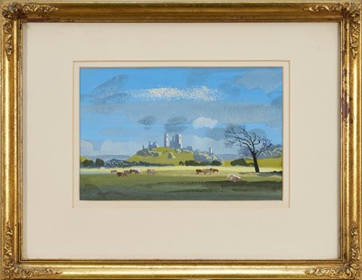 Lot 1353 - *Rowland Hilder (1905-1993) watercolour and bodycolour - Castle Ruins, signed, 16.5cm x 25cm, in glazed gilt frame