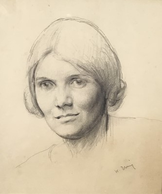 Lot 33 - William Dring (1904-1990) pencil, head study, signed, 20 x 18cm