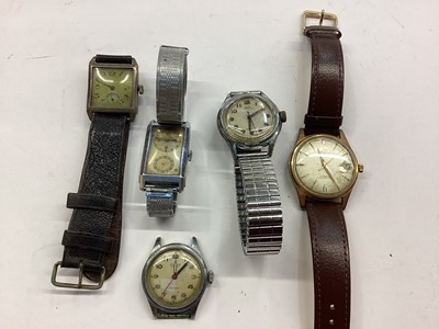 Lot 1075 - 1940s Enicar Sport wristwatch and four other vintage wristwatches (5)