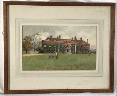 Lot 141 - N. E. Remington 1918 watercolour - view of a country house, signed and dated, in glazed frame