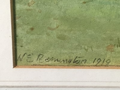 Lot 141 - N. E. Remington 1918 watercolour - view of a country house, signed and dated, in glazed frame