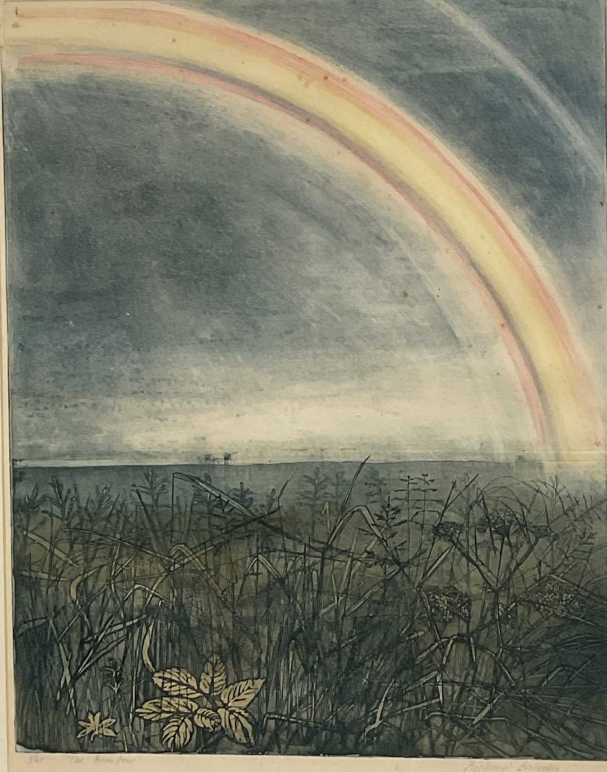 Lot 1166 - *Richard Bawden (1936-2024) signed coloured etching - 'The Rainbow', 1/60, 53cm x 41cm, in glazed frame