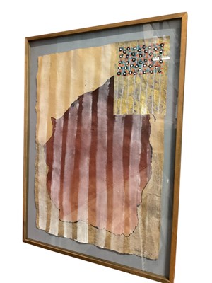 Lot 272 - Tony Casement, collage and mixed media, Stars and Stripes and another smaller