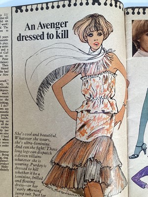 Lot 1457 - Sonya Todd (Contemporary), mixed media fashion drawing of Joanna Lumley