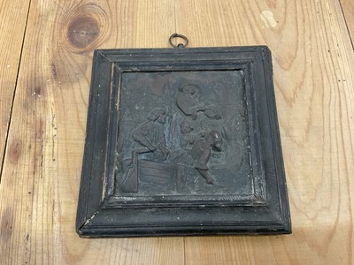 Lot 135 - 19th century Continental copper embossed plaque, mounted in 18th century moulded frame