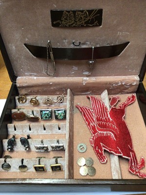 Lot 1002 - Group of silver, white metal and other cufflinks and a cloth badge of Pegasus