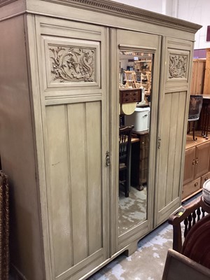 Lot 1462 - Large early 20th century painted compactum wardrobe