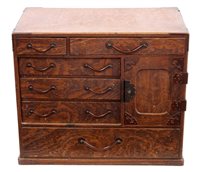 Lot 1024 - Good 19th century Japanese burr elm and metal...