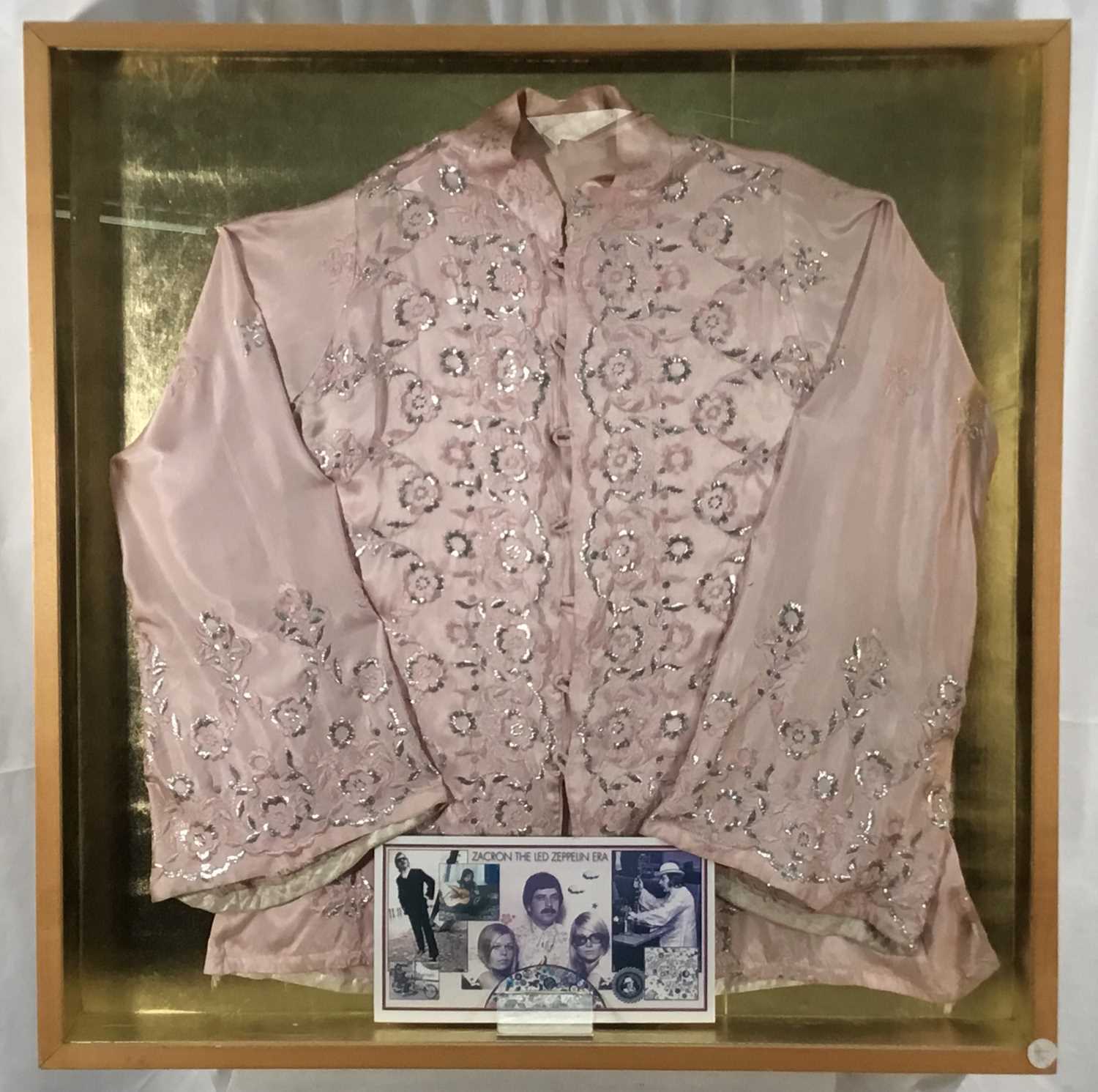 Lot 26 - Richard Drew, known as Zacron (British, 1943-2012) stage costume, embroidered shirt, in glazed frame
