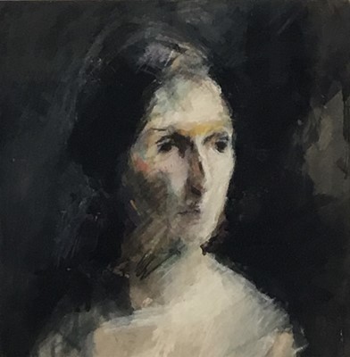 Lot 103 - Richard Drew, known as Zacron (British, 1943-2012) mixed media, Portrait of a young woman, 1967, signed and titled to mount, 26 x 26cm, glazed frame