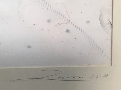 Lot 267 - Richard Drew, known as Zacron (British, 1943-2012) ink on paper - White space, 1968, signed titled and dated, 50 x 48cm, glazed frame