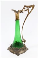 Lot 978 - WMF Art Nouveau green glass claret jug of...