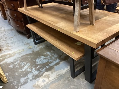 Lot 1268 - John Lewis Calia steel and oak dining table and en-suite benches