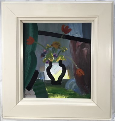 Lot 76 - John Burman (b.1936) oil on board - ‘Pot with Flowers’, signed, 40cm x 36cm, framed