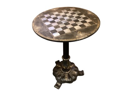 Lot 1374 - 19th century papier mache tilt-top chess table