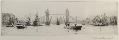 Lot 30 - Rowland Langmaid (1897-1956) etching - ‘The River Thames with Tower Bridge'