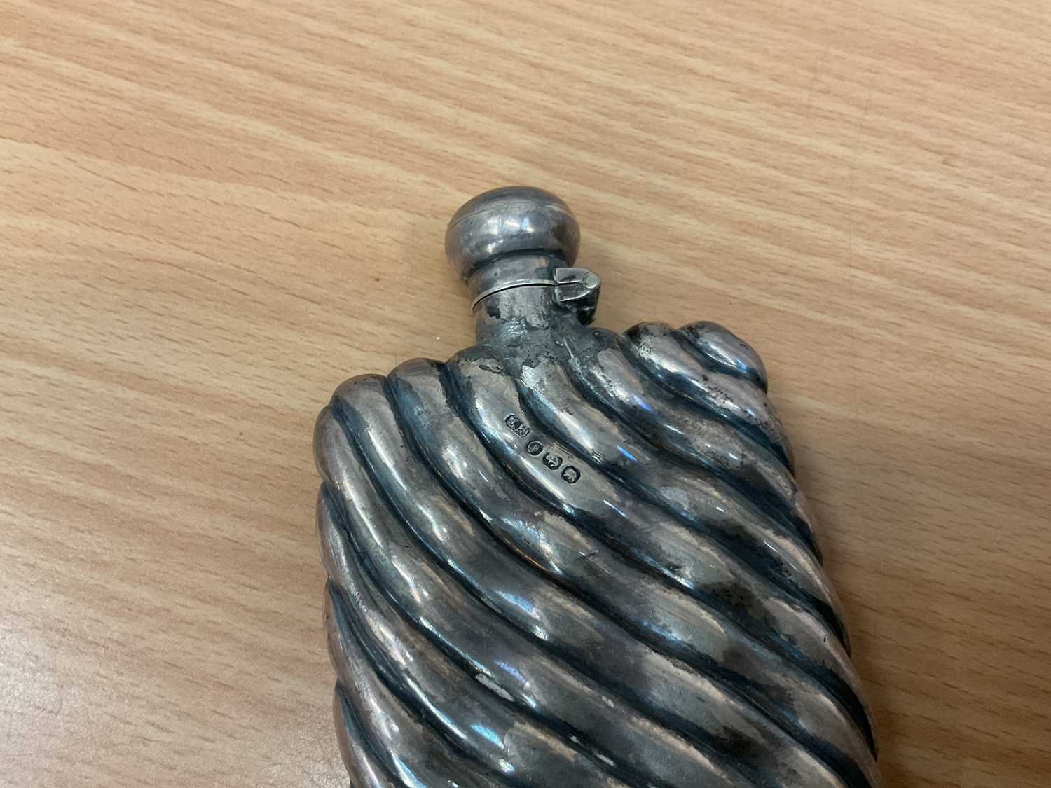 Lot 1057 - Victorian Silver spirit flask with spiral