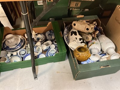 Lot 511 - Large quantity china to include blue and white items, Staffordshire spaniel and other items (9 boxes).