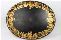 Lot 992 - Large mid-19th century papier mâché oval tray...