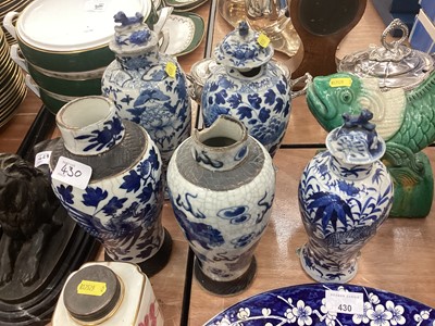 Lot 430 - Large 19th century Chinese Canton porcelain punch bowl, two 18th century Chinese export porcelain punch bowls, five 29th century Chinese porcelain vases, Chinese pottery roof tile and other cera...