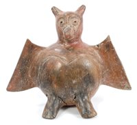 Lot 993 - Rare pre-Columbian pottery model of a bat,...