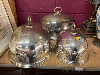 Lot 737 - Graduated set of three silver plated meat domes