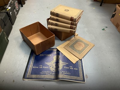 Lot 451 - Complete four volume set, The Building Encyclopaedia, together with 1930's cigarette card album and an RAF book.